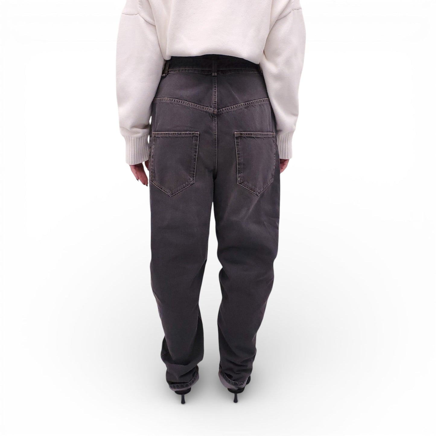 ISABEL MARANT ÉTOILE GREY CARGO JEANS WITH BELT - SIZE 38
