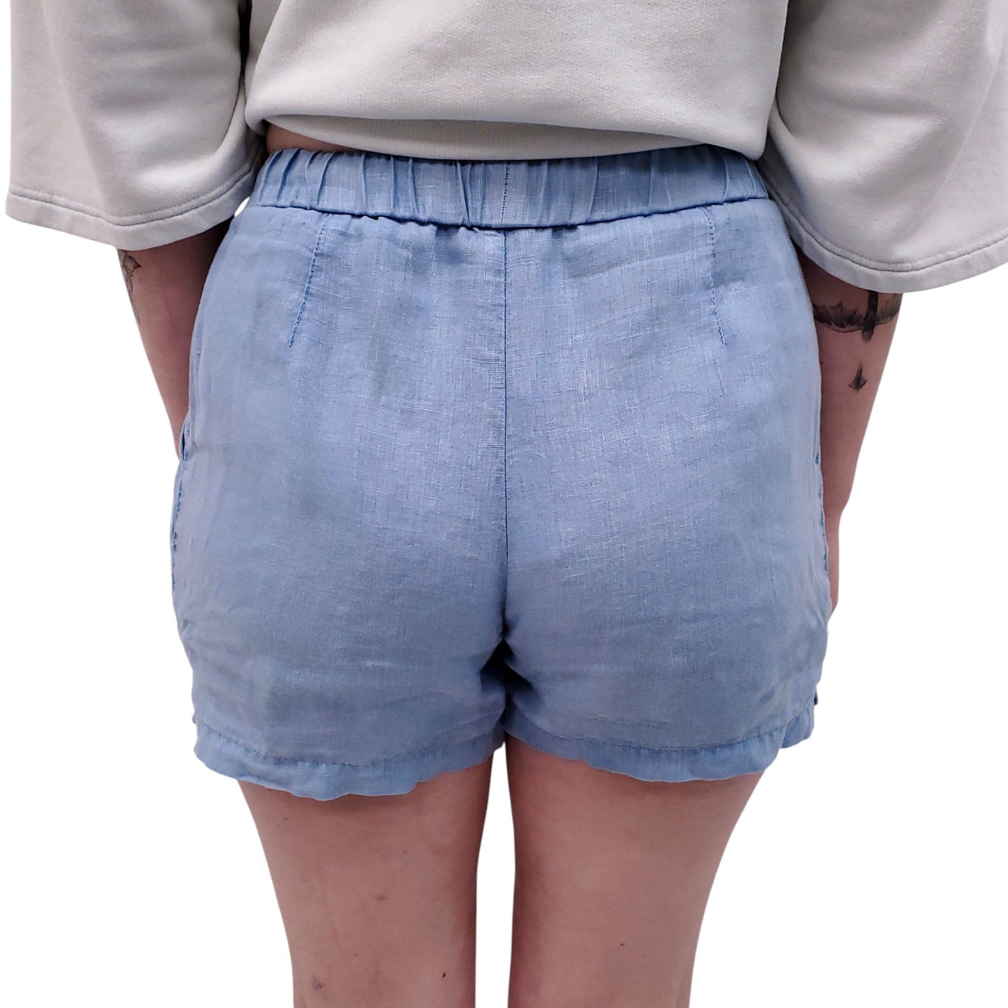 JAMES PERSE BLUE LINEN SHORTS - SIZE 0