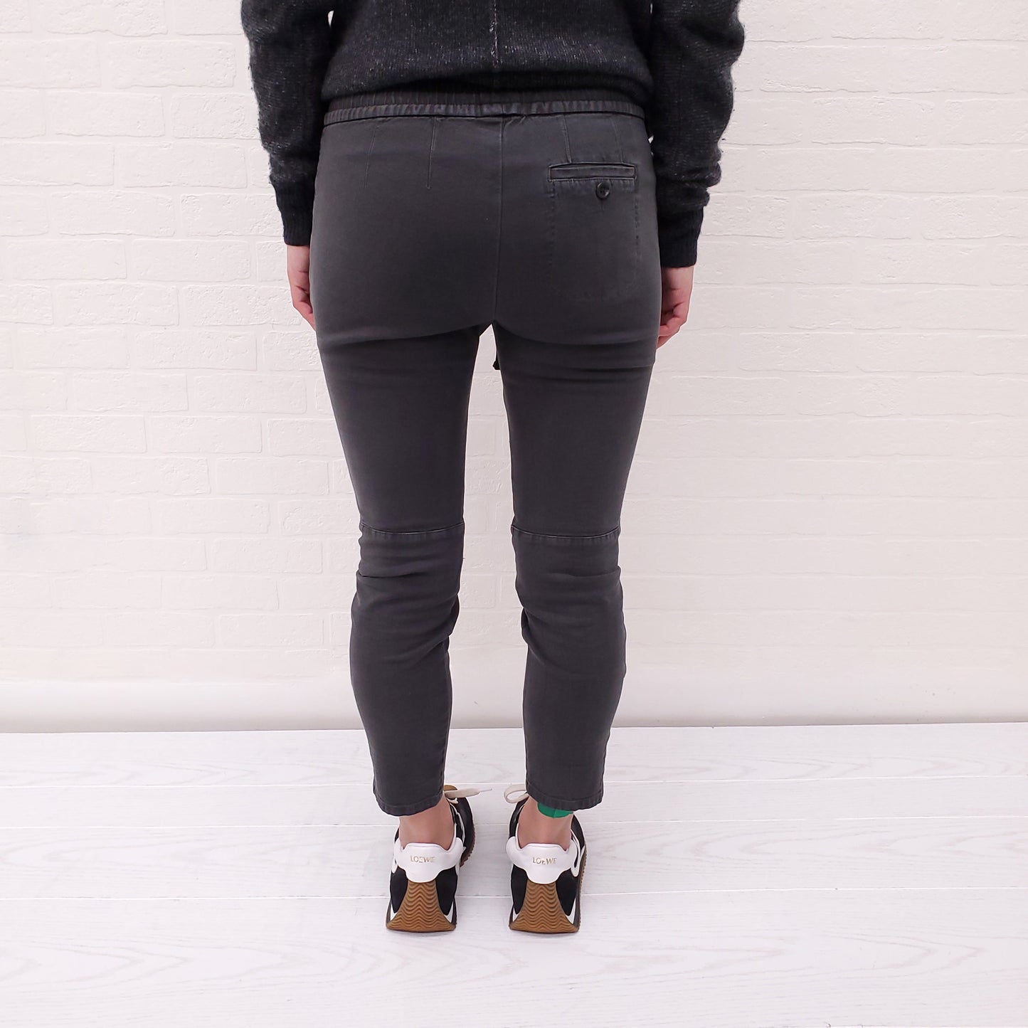 JAMES PERSE DARK GREY DRAWSTRING PANTS WITH SLITS - SIZE 0/XS