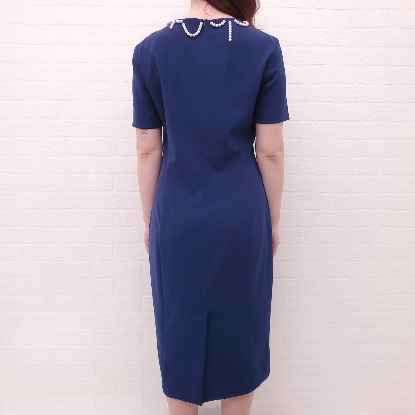 MOSCHINO BOUTIQUE NAVY SEWING DRESS - SIZE 10