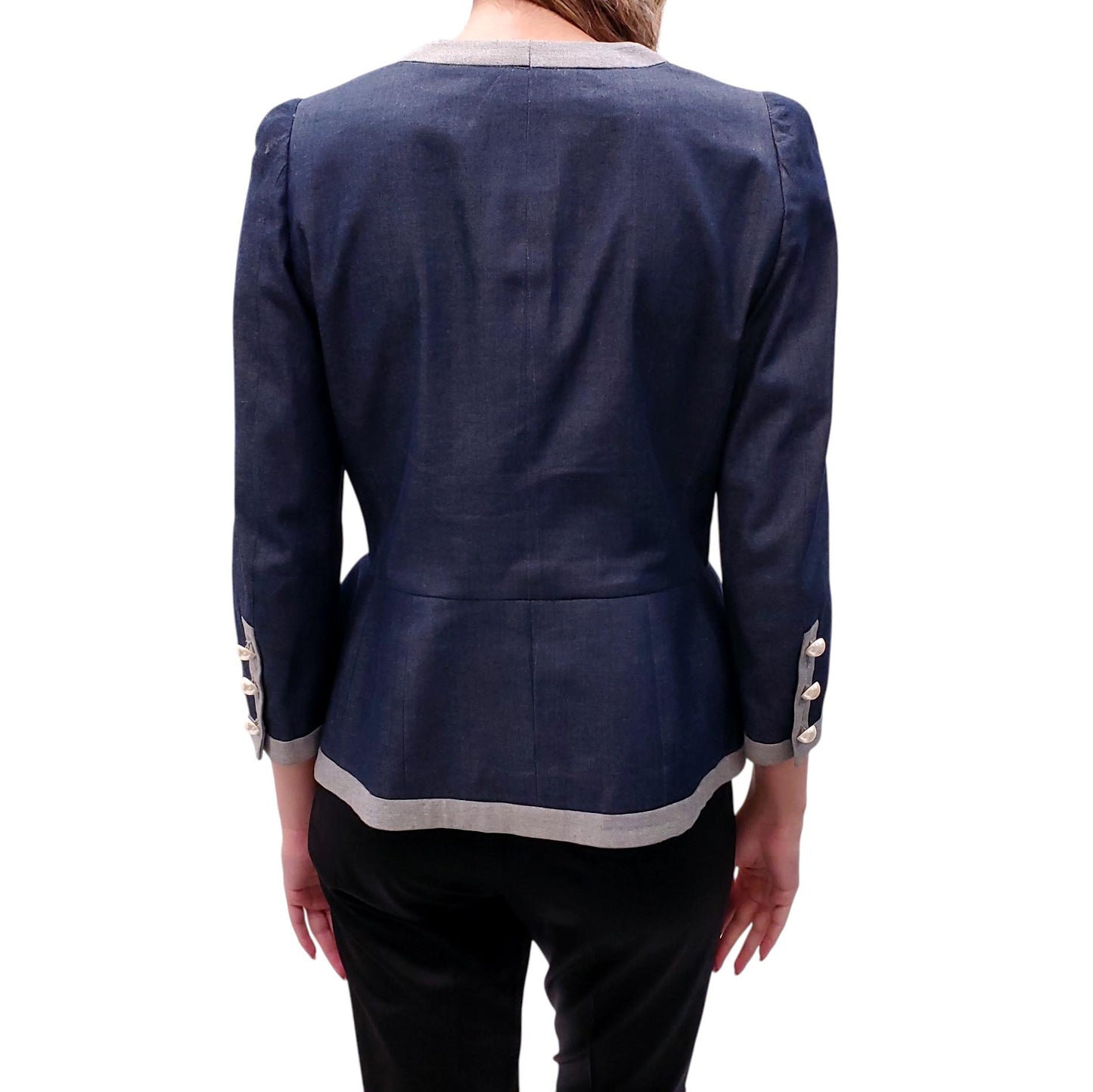 MOSCHINO DENIM JACKET WITH PEARL BUTTONS - SIZE M