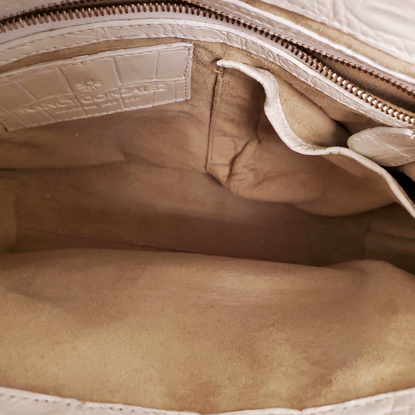 NANCY GONZALEZ WHITE CROCODILE CROSSBODY BAG