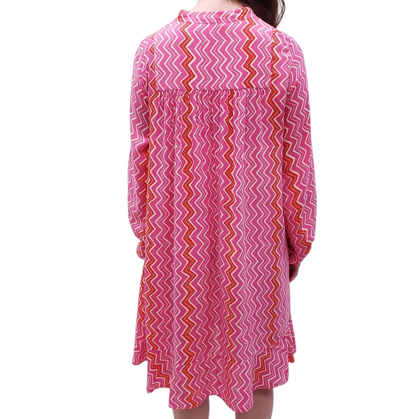 NATALIE MARTIN FUCHSIA PINK AND RED PATTERNED DRESS - SIZE S