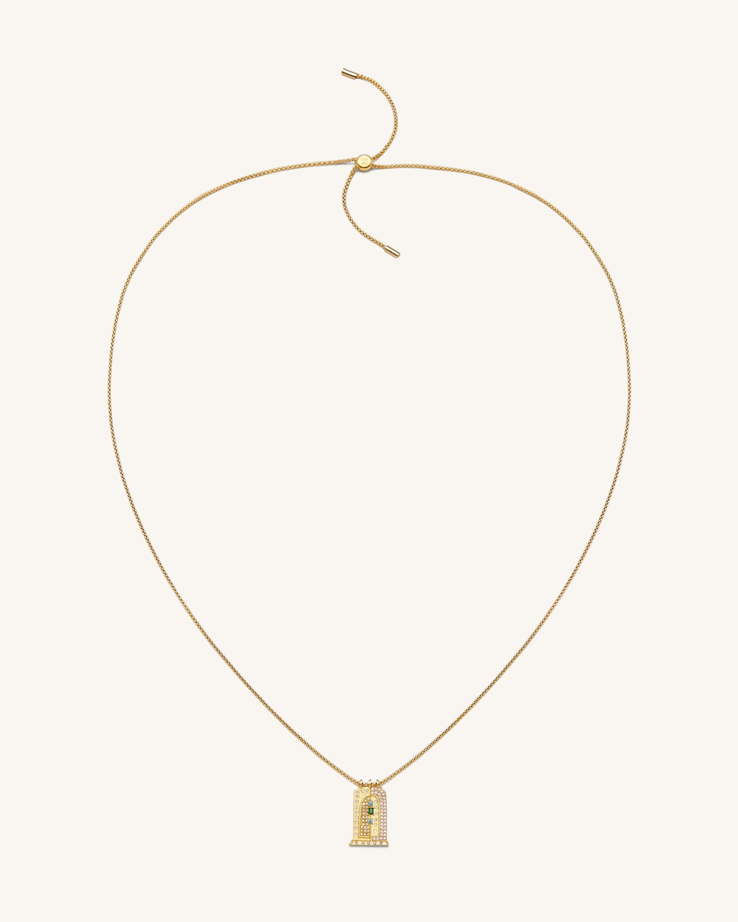 Roman Small Arch Pendant Necklace - 18ct Gold Plated & Multicolor Zircon