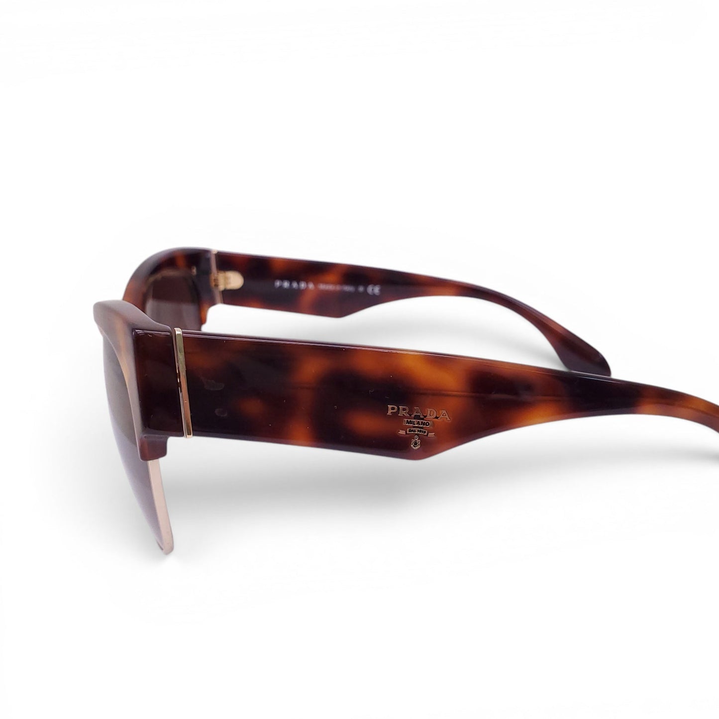 PRADA TORTOISE SHELL LOGO SUNGLASSES