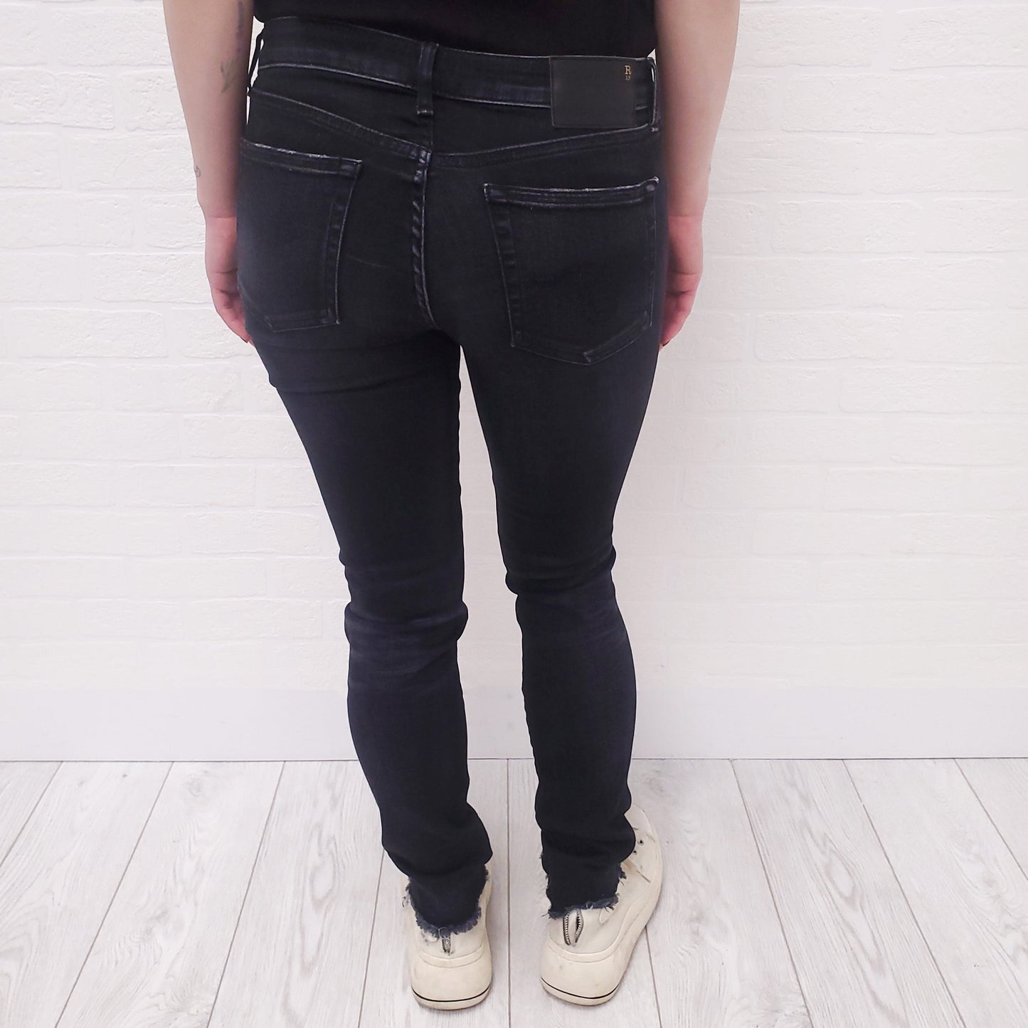 R13 'KATE SKINNY' DARK GREY JEANS - SIZE 27