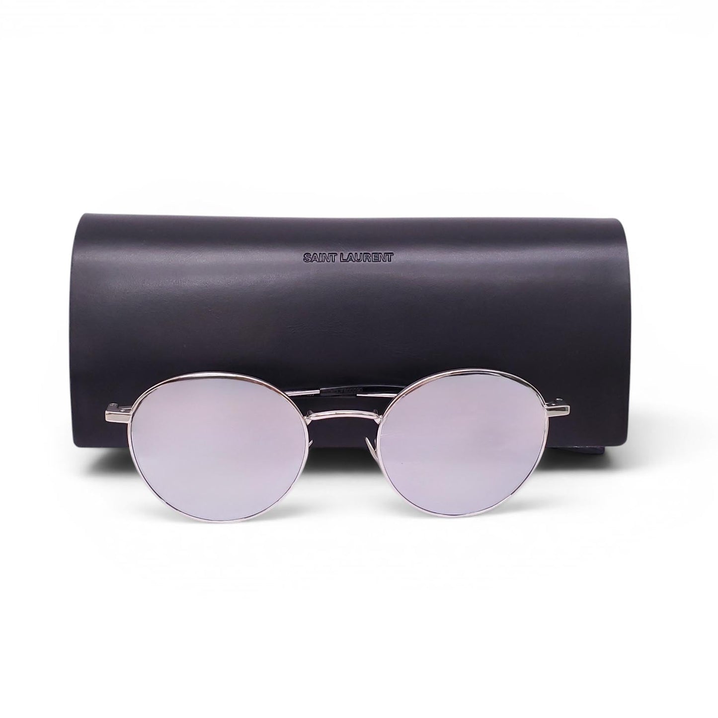 SAINT LAURENT SILVER ROUND SUNGLASSES