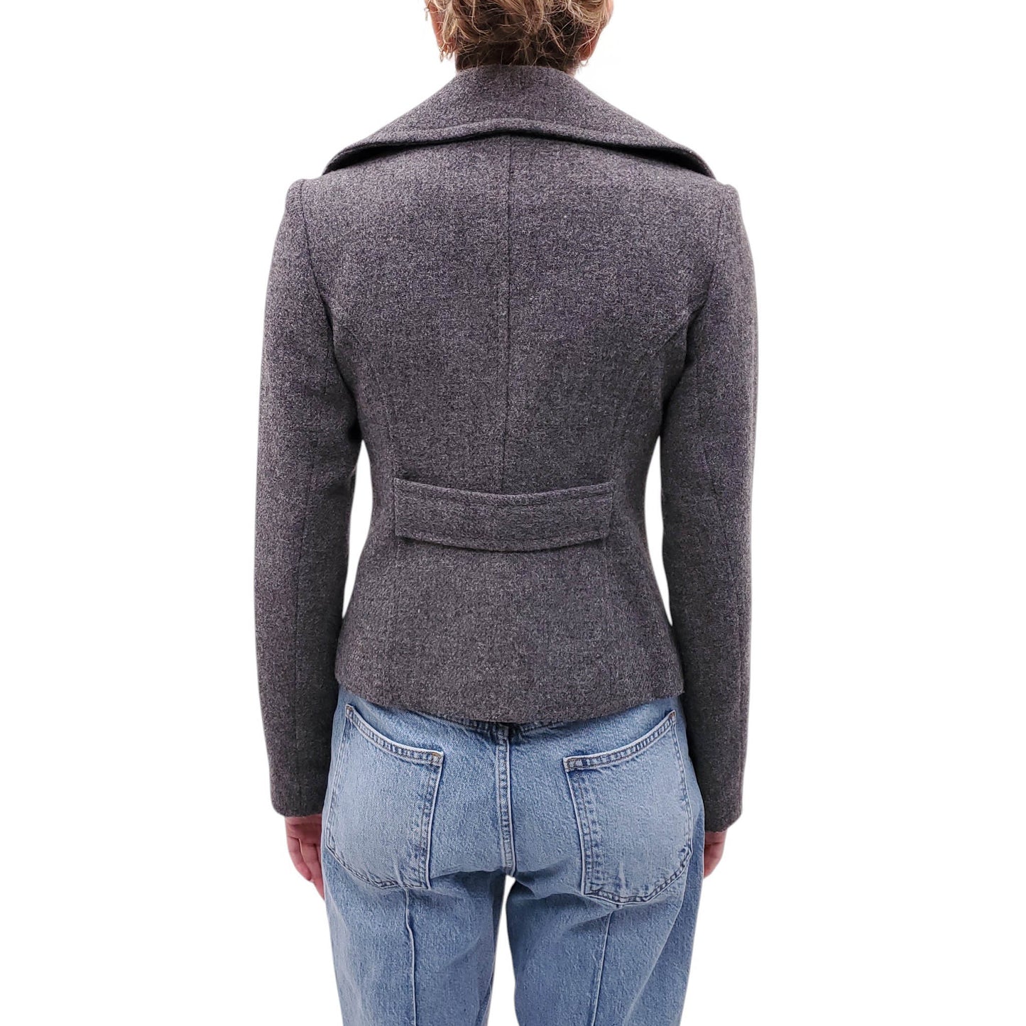 SMYTHE GREY WOOL JACKET WITH EAGLE BUTTON DETAILS - SIZE 4