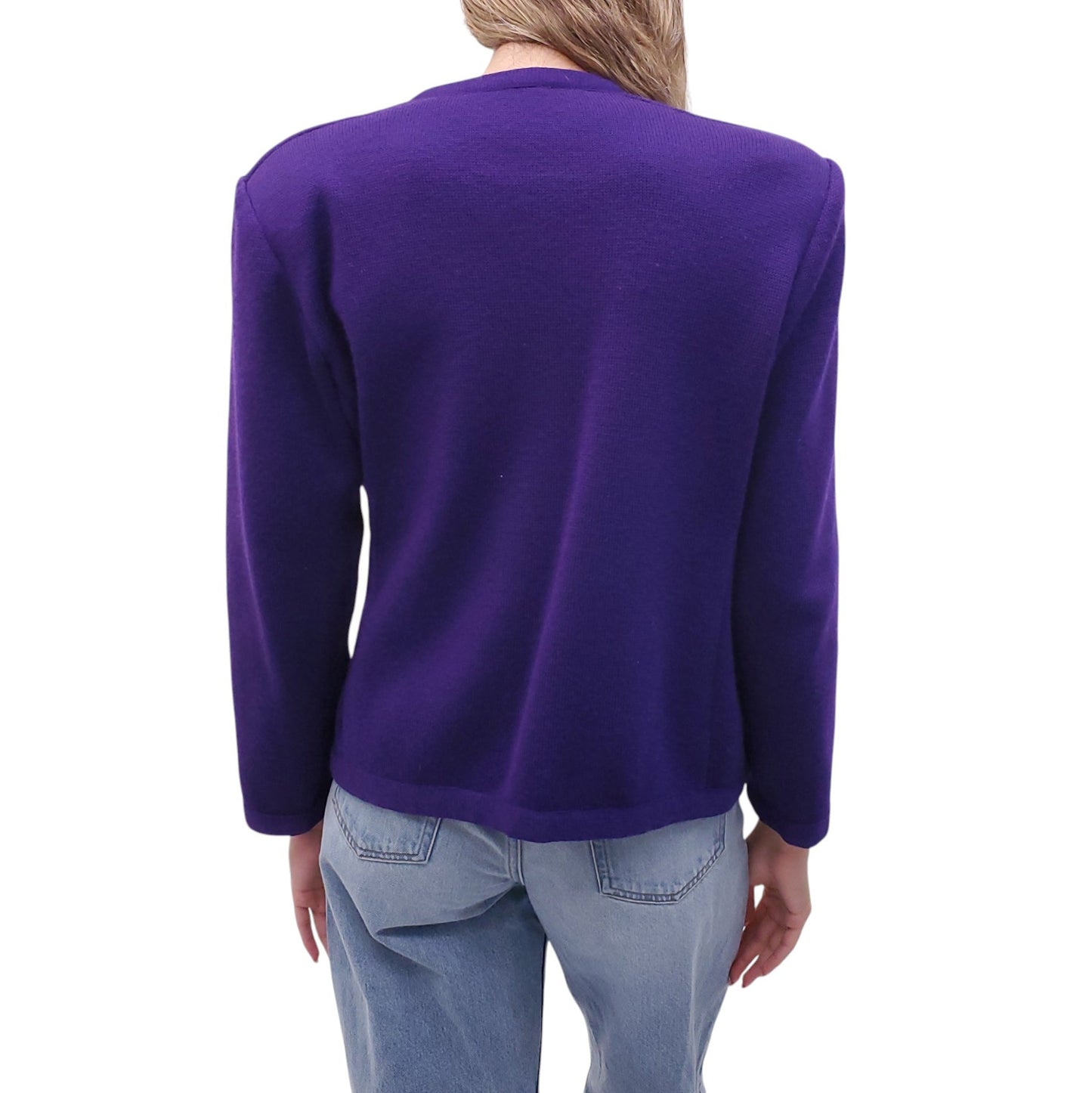 YVES SAINT LAURENT RIVE GAUCHE PURPLE CARDIGAN - SIZE M