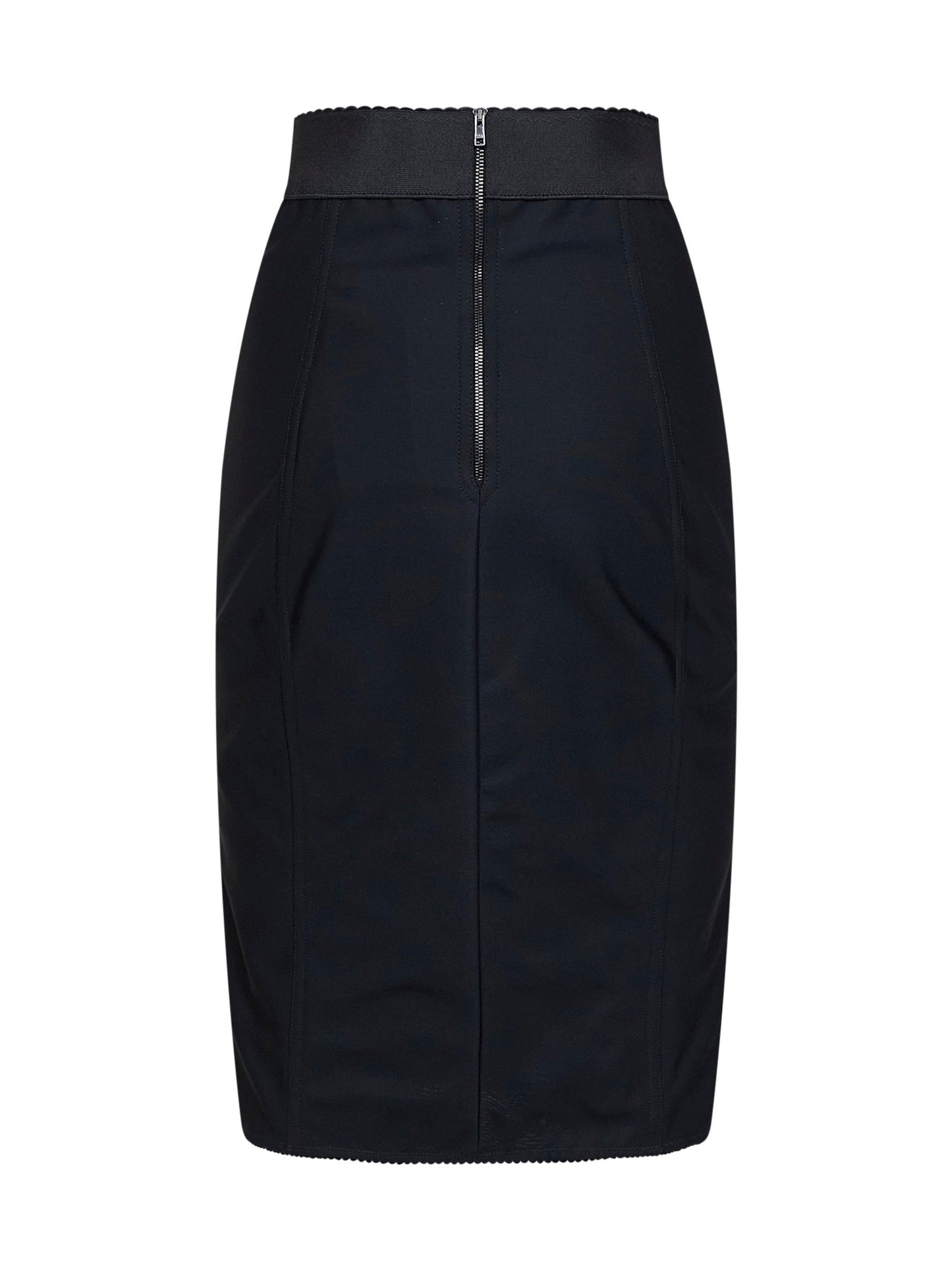 Dolce & Gabbana Women Black Satin And Lace Pencil Midi Skirt