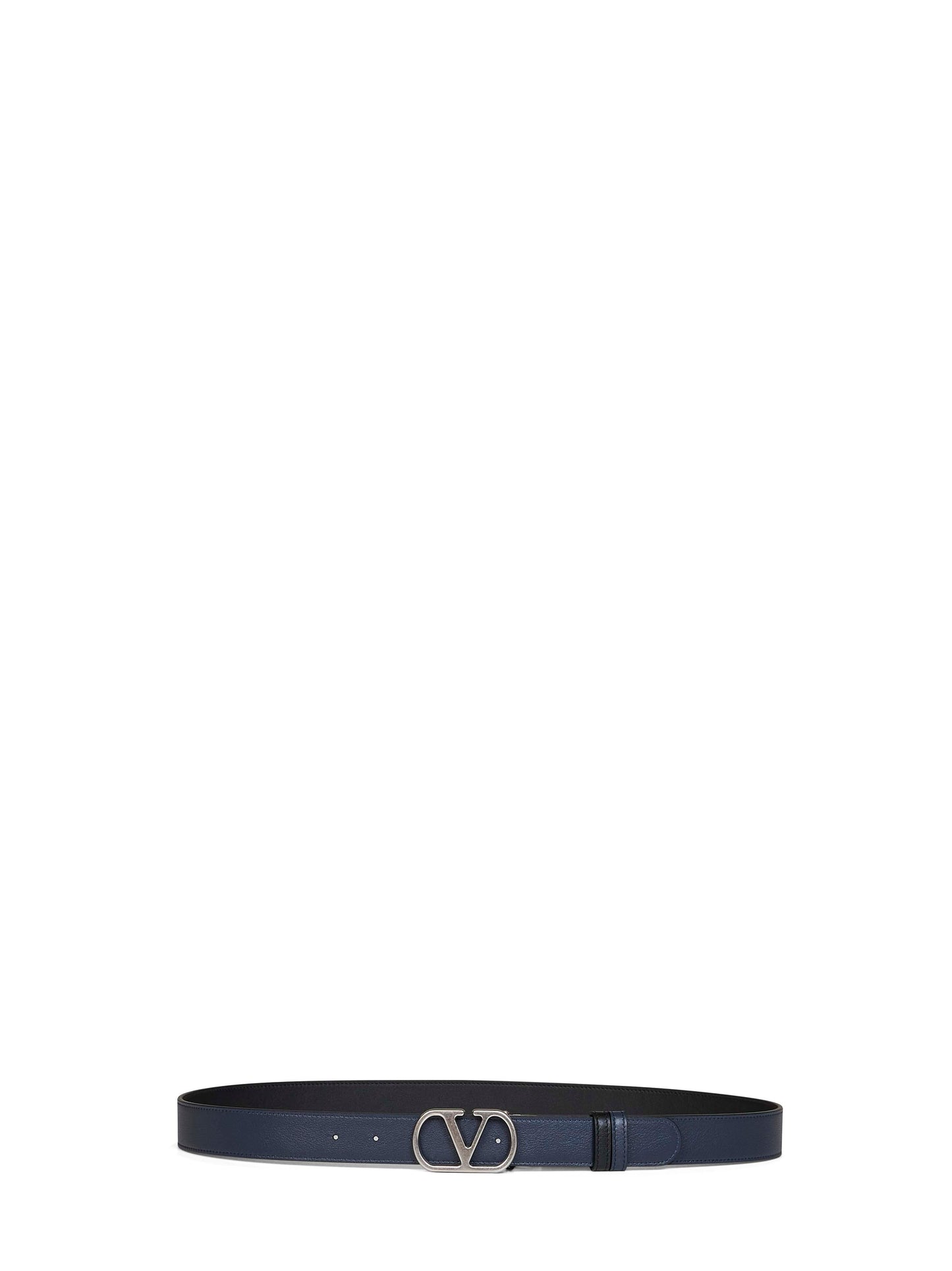 Valentino Garavani Men Black And Navy Blue Vlogo Signature Reversible Belt