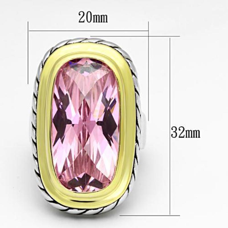 Reverse Two-Tone Brass Ring with AAA Grade CZ in Rose