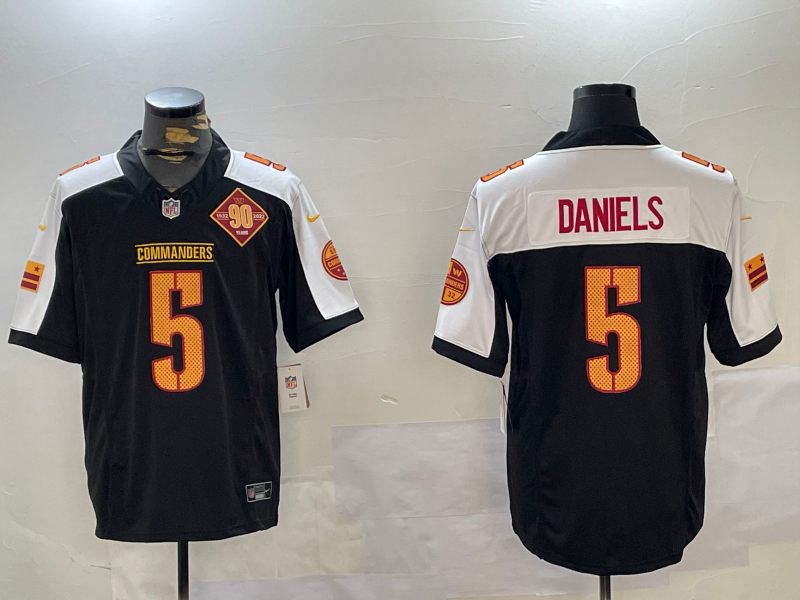 Men's Washington Commanders Jayden Daniels #5 Black Alternate Vapor Limited jersey