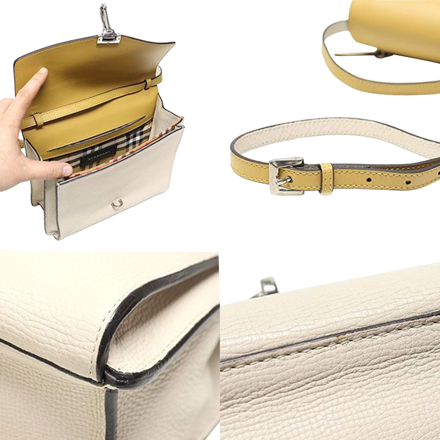Yellow Limestone Bicolor Grain Leather Macken Small Crossbody Bag