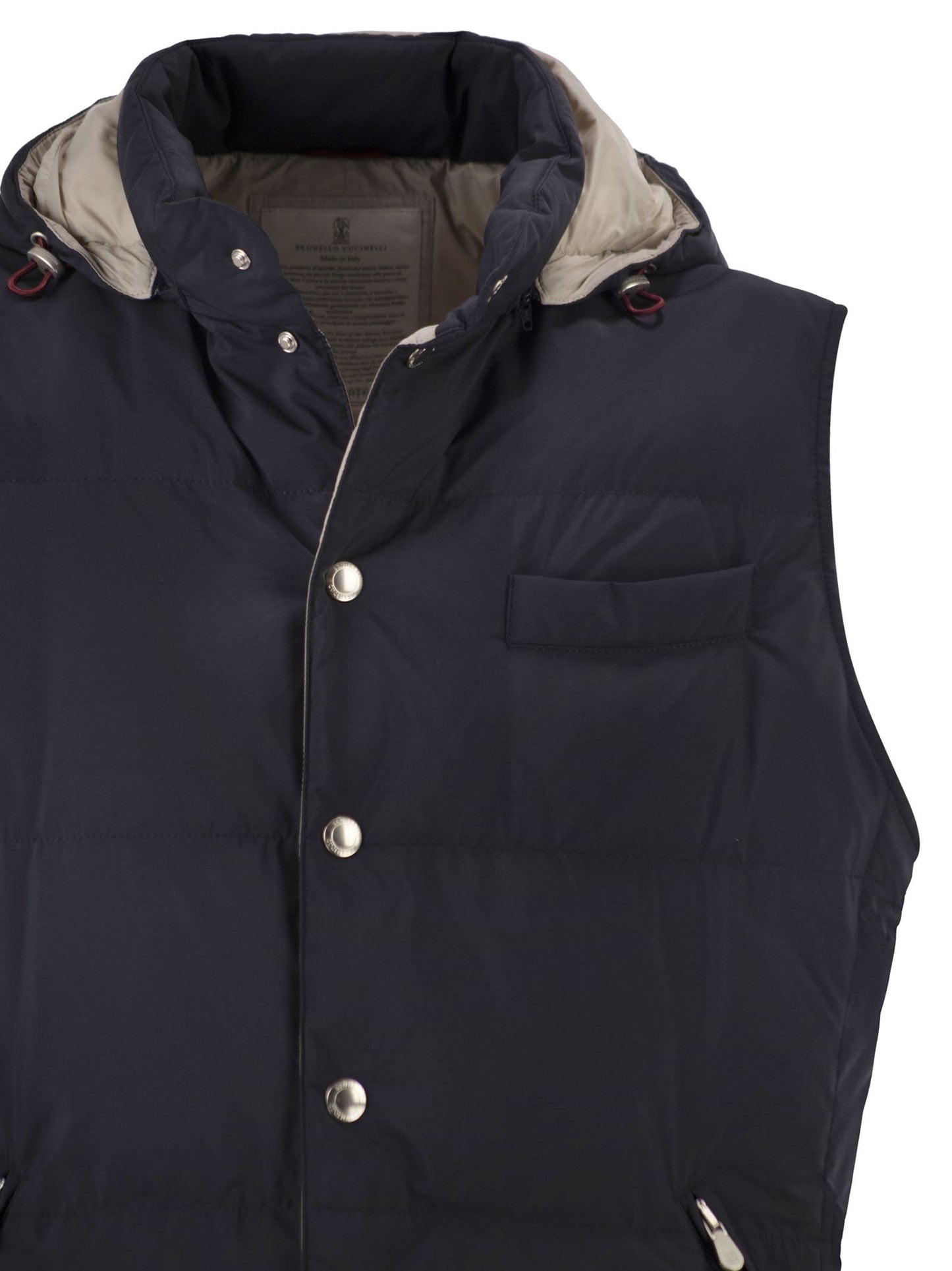 Brunello Cucinelli Men Padded Hooded Gilet In Technical Fabric
