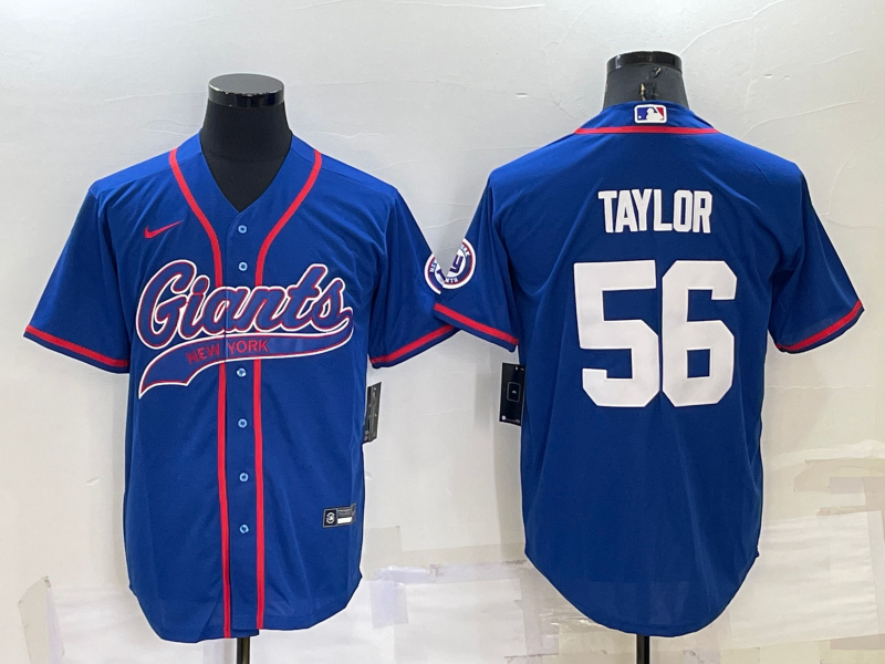 Men's New York Giants Lawrence Taylor #56 Blue Game jersey Joint Edition