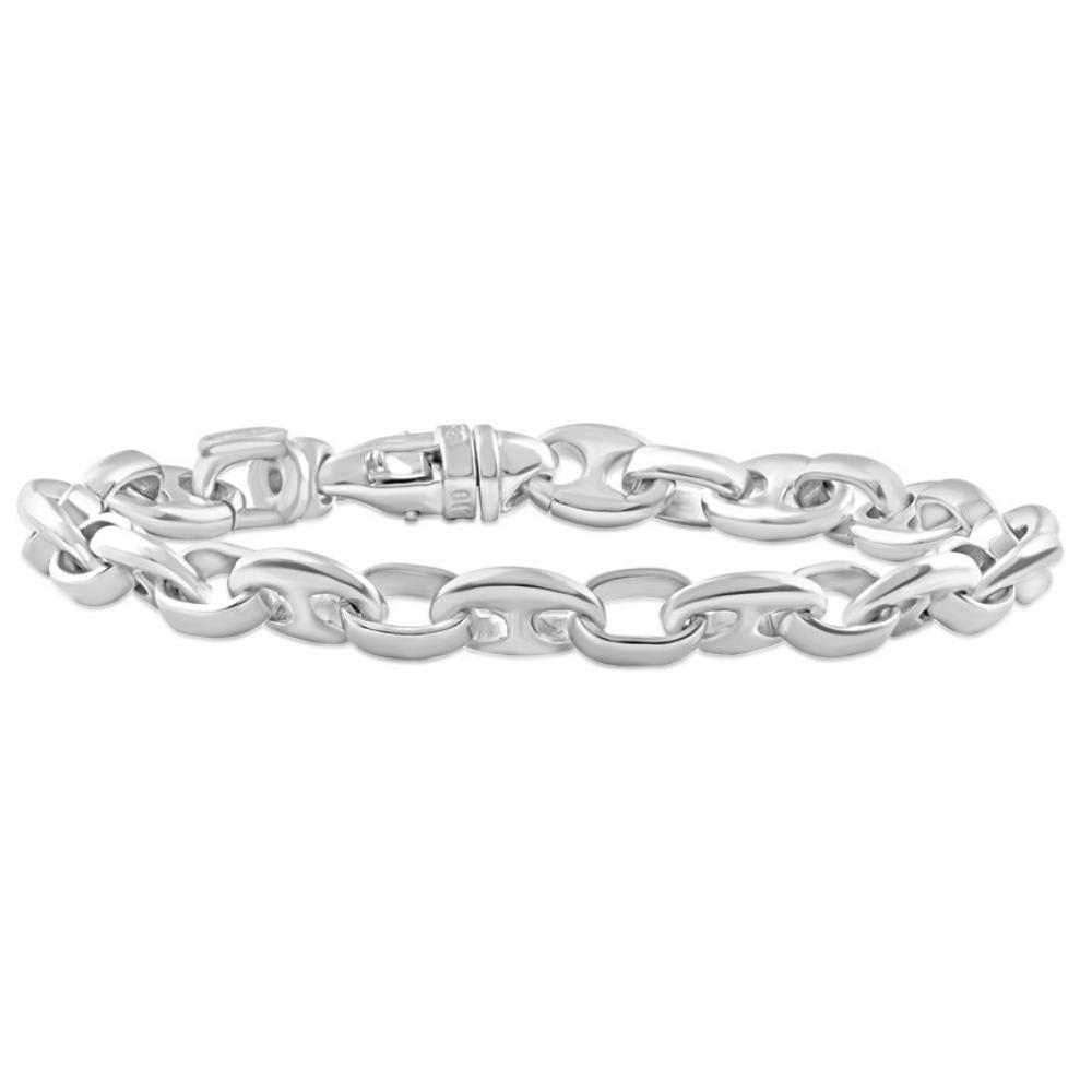Men's Steel Single Tone Double Hole Oval Clasp 7mm Link 8.5 " Bracelet
