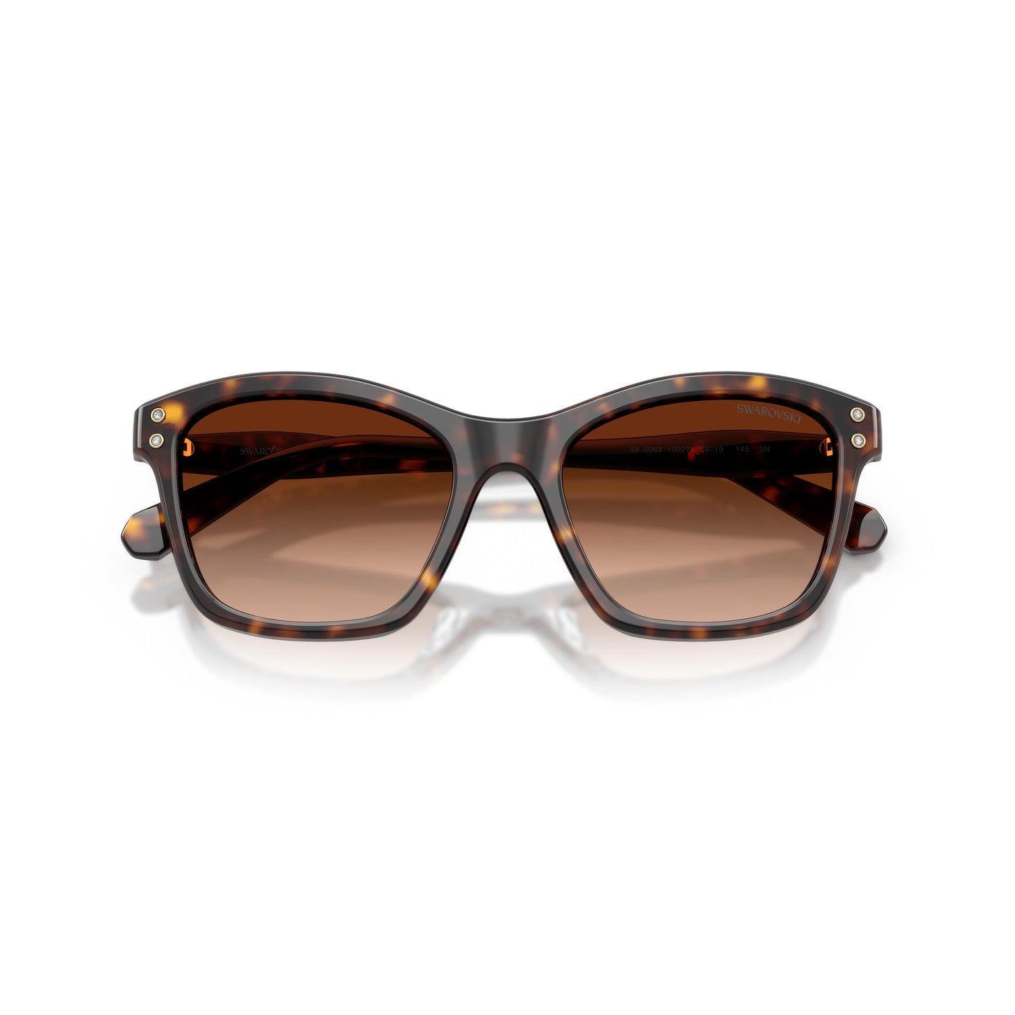 0Sk6063 Square Frame Tortoiseshell Sunglasses with Crystal Embellishments