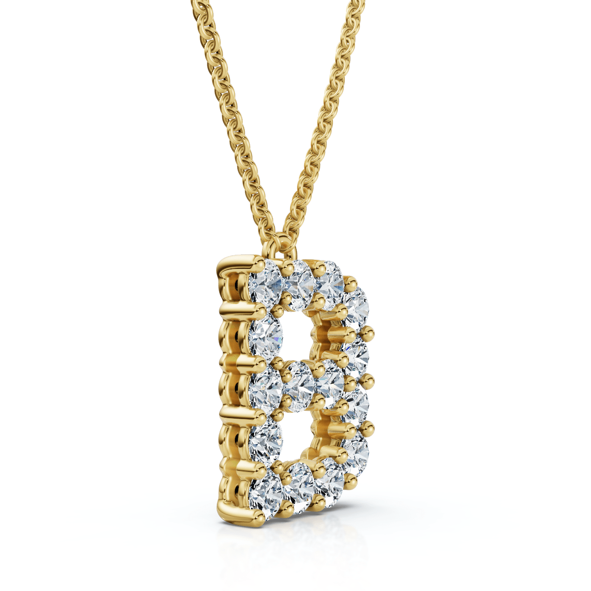 1Ct Diamond Initial "B" Pendant 14k Gold 18" Necklace Lab Grown 5/8" Tall