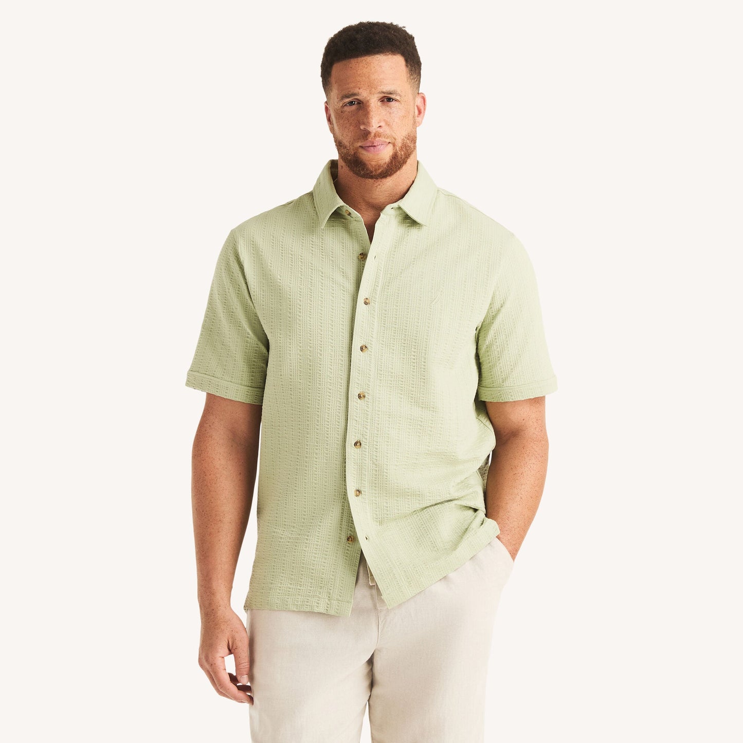 Nautica Big & Tall Classic Fit Seersucker Button-Front Polo
