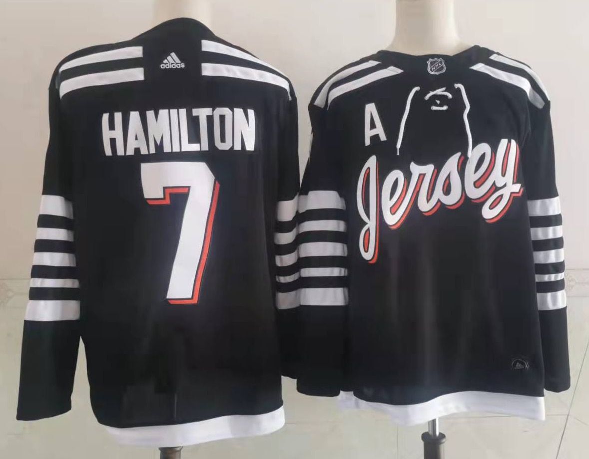 Men's New jersey Devils Dougie Hamilton #7 Black Player Game jersey
