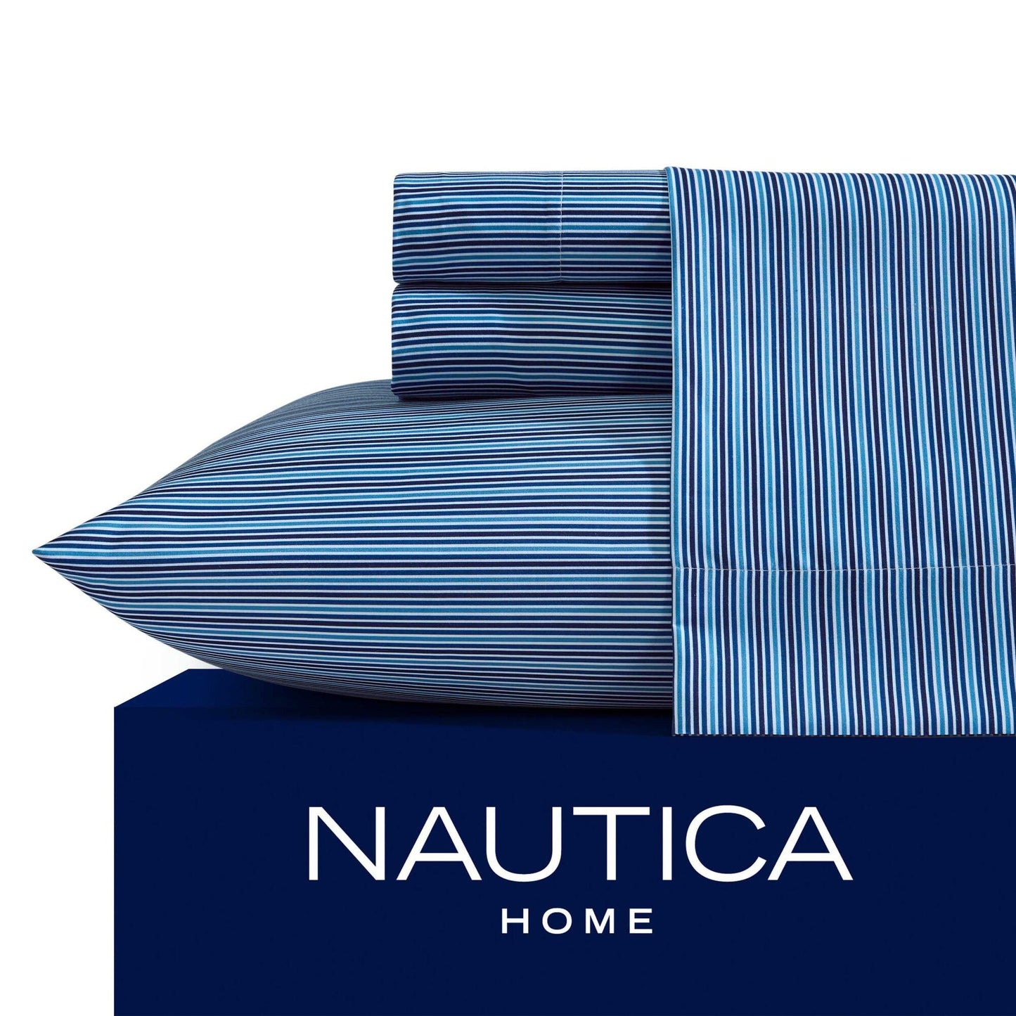 Nautica Alden Stripe Blue Queen Sheet Set