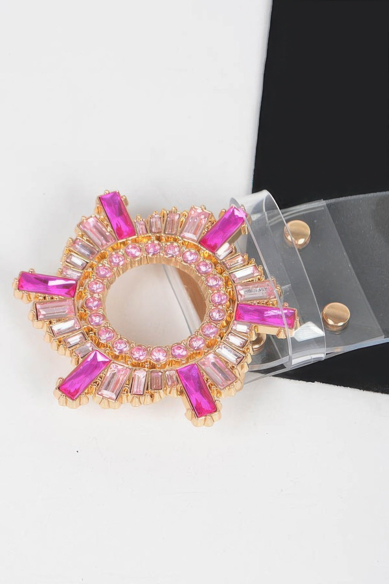 Modern Clear Belt with Crystal Stone Buckle Design