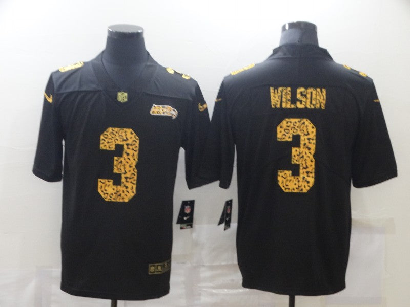 Men's Seattle Seahawks Russell Wilson #3 Black Game Jersey1