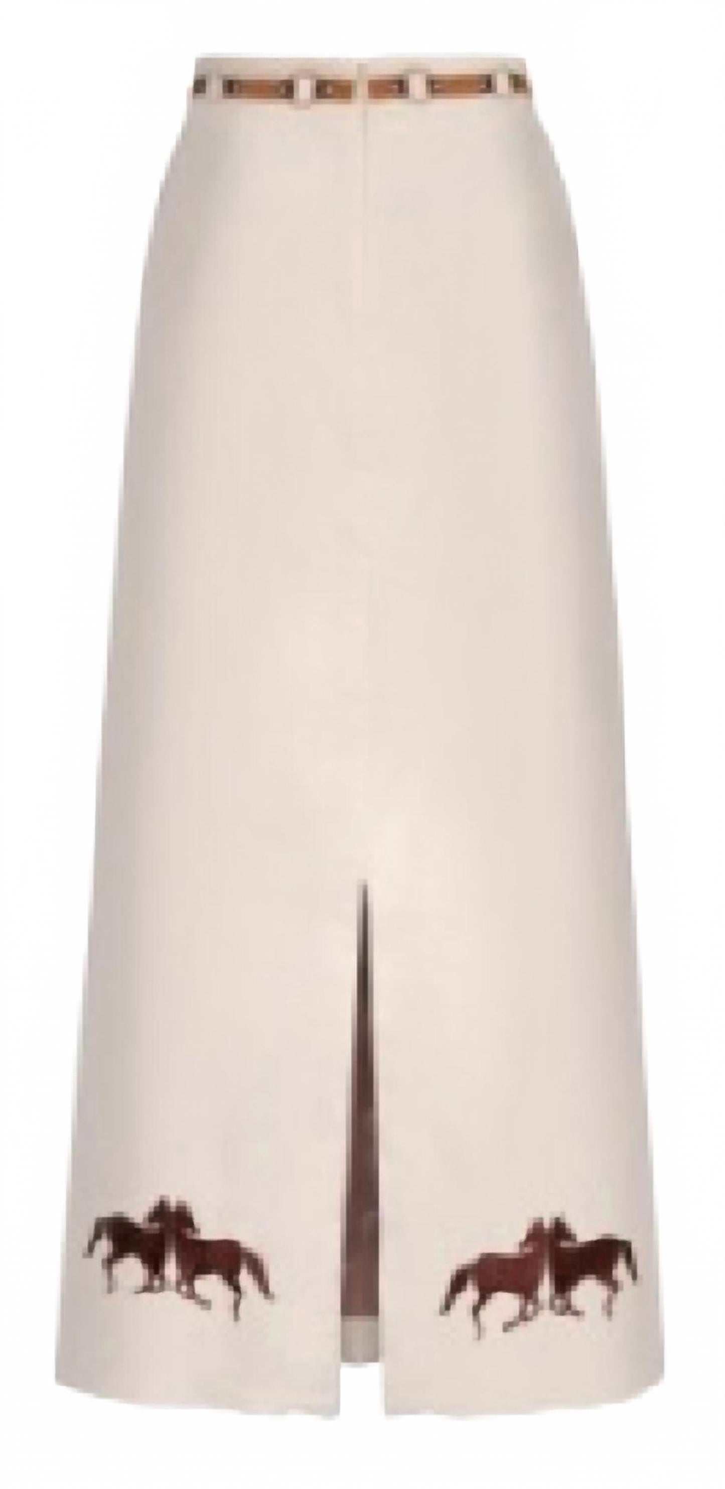 El Carmen Embroidered Canvas Midi Skirt In Ivory