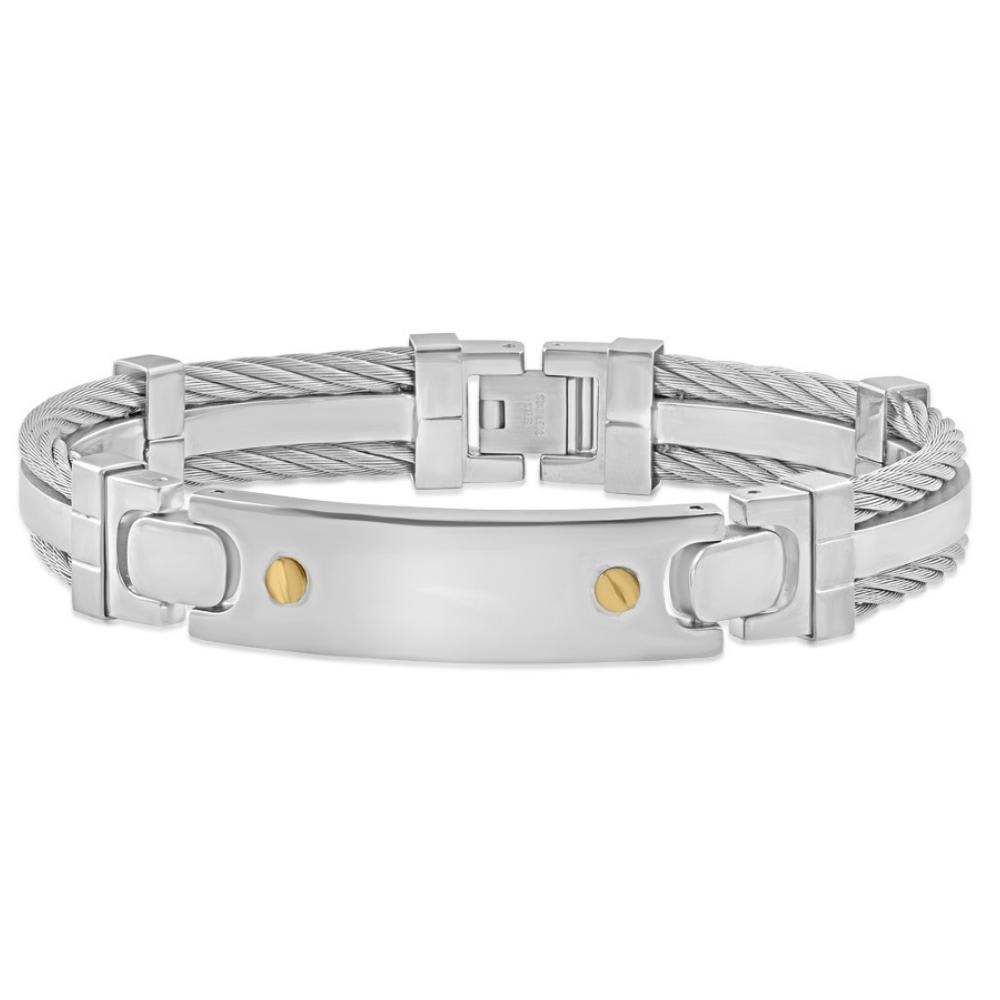 Men's Steel Two Tone Double Wire 12mm Link 8 " Bracelet