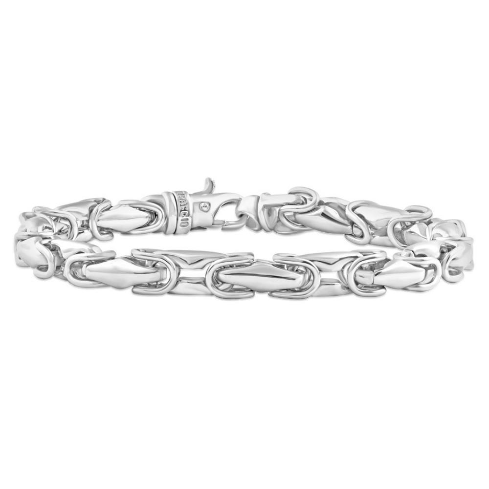 Men's Polished Steel Single Tone Clasp 6.5mm Flexible Link 8.5 " Bracelet