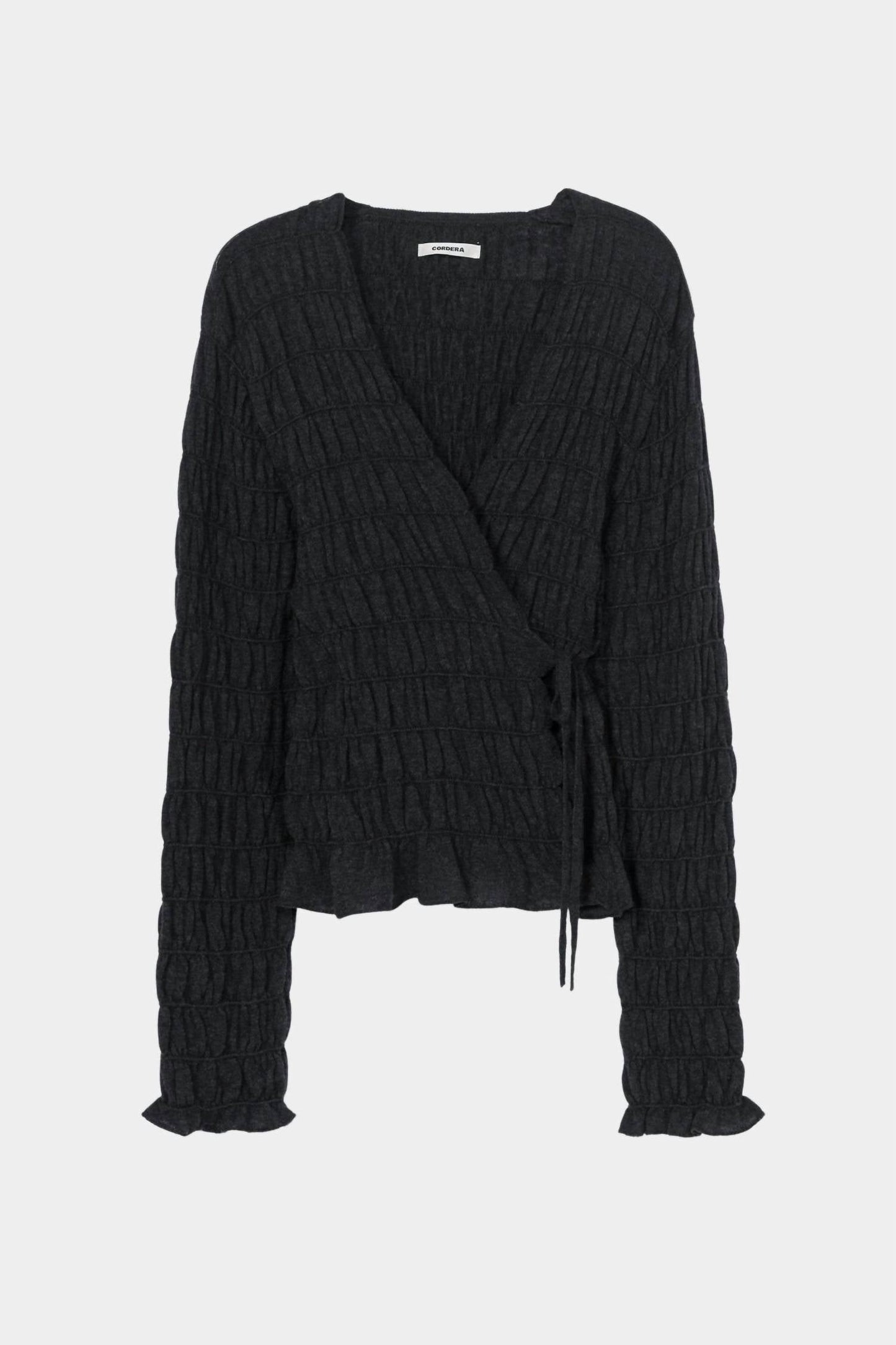 Merino Wool Gathered Cardigan In Anthracite