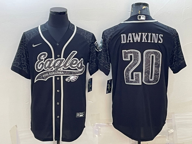 Men's Philadelphia Eagles Brian Dawkins #20 Black RFLCTV Limited jersey Joint Edition