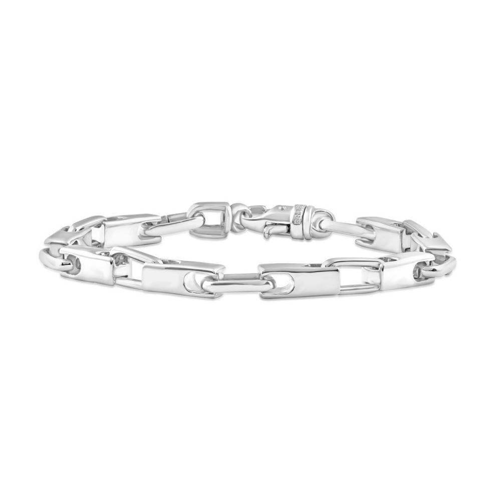 Men's Polished Steel Oval Clasp 6mm Flexible Link 8.5 " Bracelet