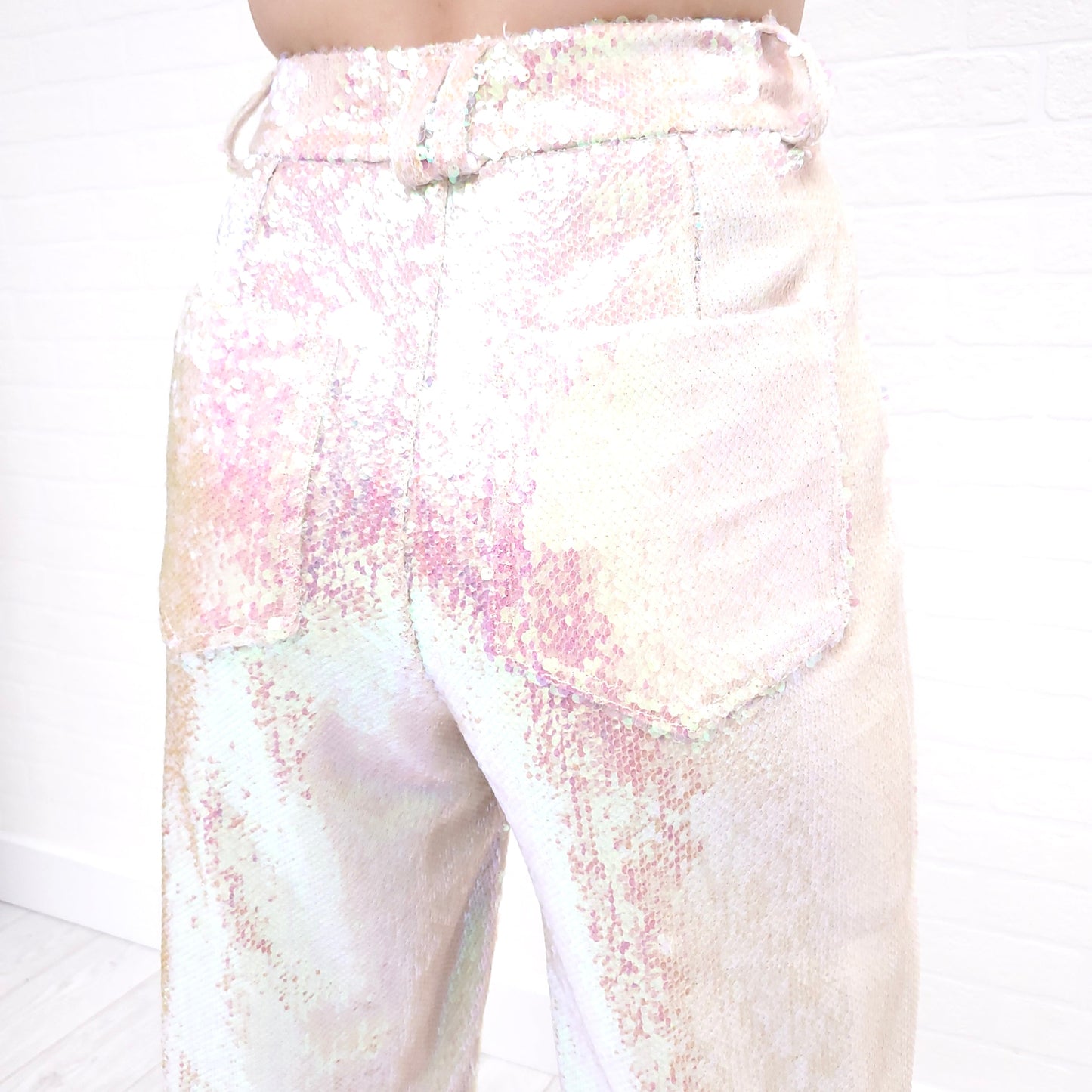 BALMAIN IRRIDESCENT SEQUIN PANTS - SIZE 34