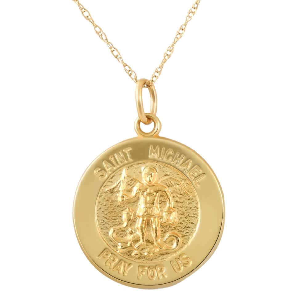 14k Yellow Gold St. Michael Medal Pendant .5" Tall 1.5 Grams