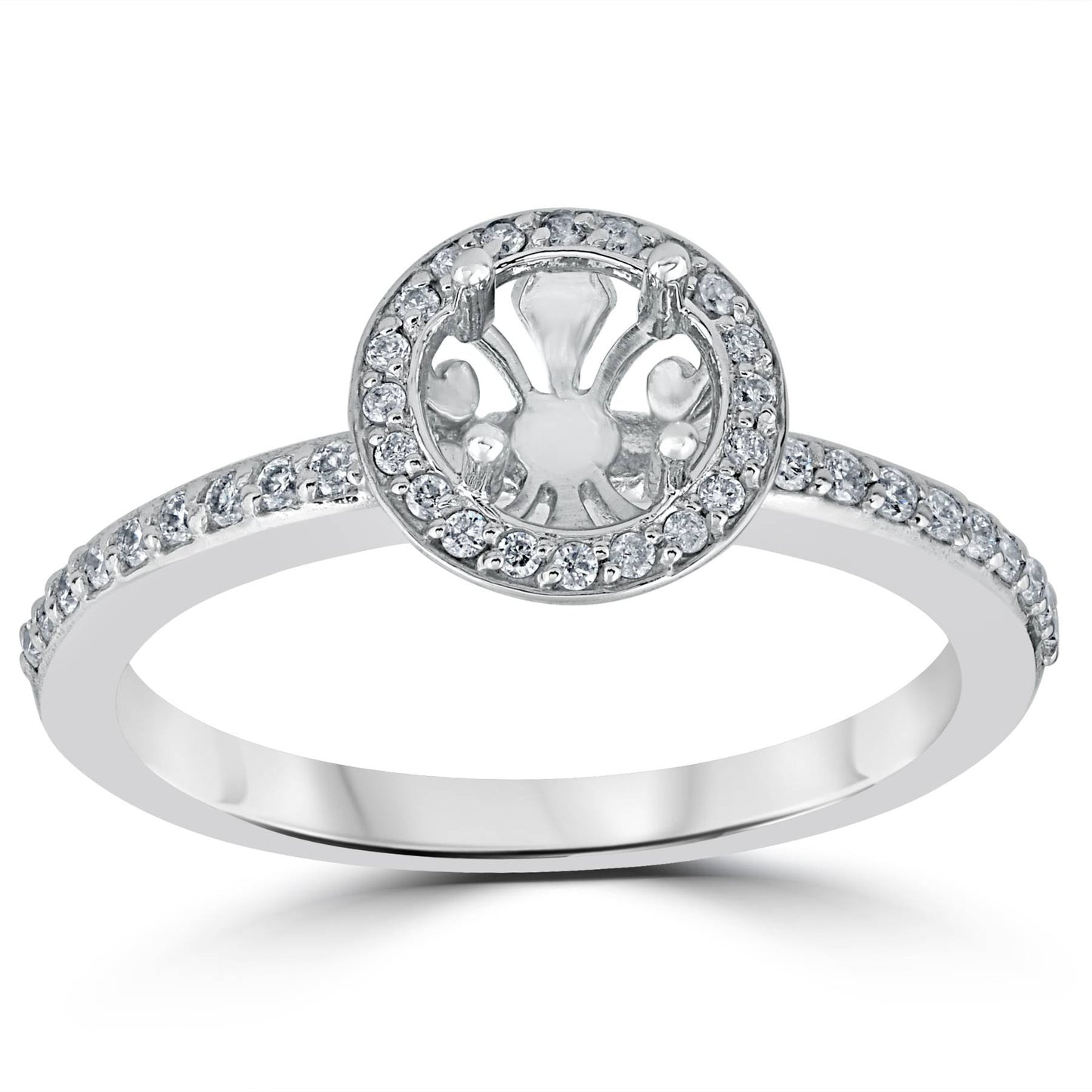 1/3ct Diamond Engagement Ring Semi Mount 14K White Gold Size Selectable