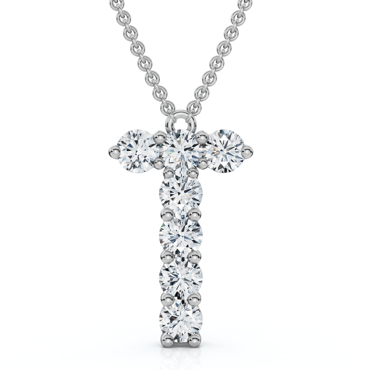 1Ct Diamond Initial "T" Pendant 14k Gold 18" Necklace Lab Grown 5/8" Tall
