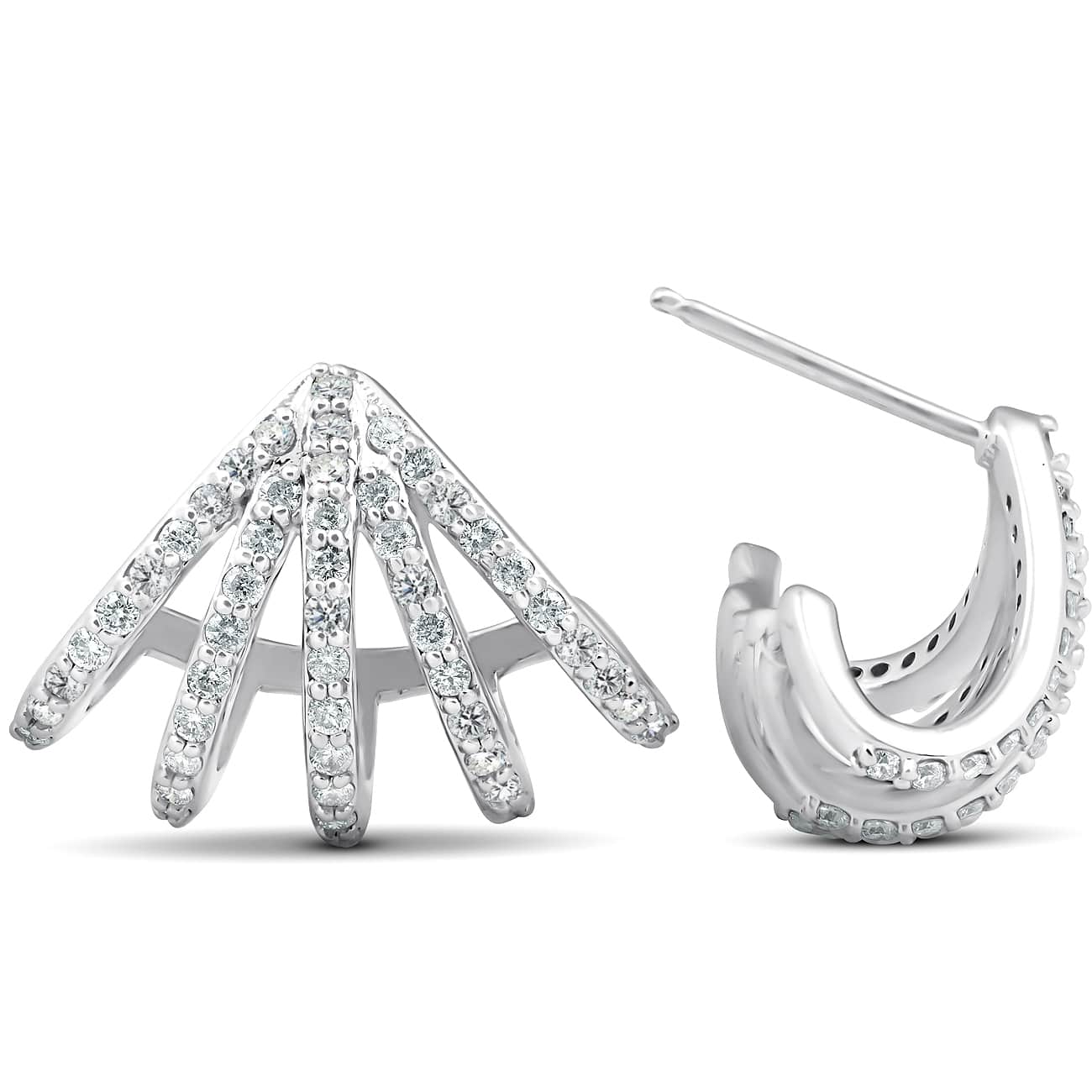 1 Ct Diamond Burst Studs Womens Huggie Earrings 14k White Gold Lab Grown