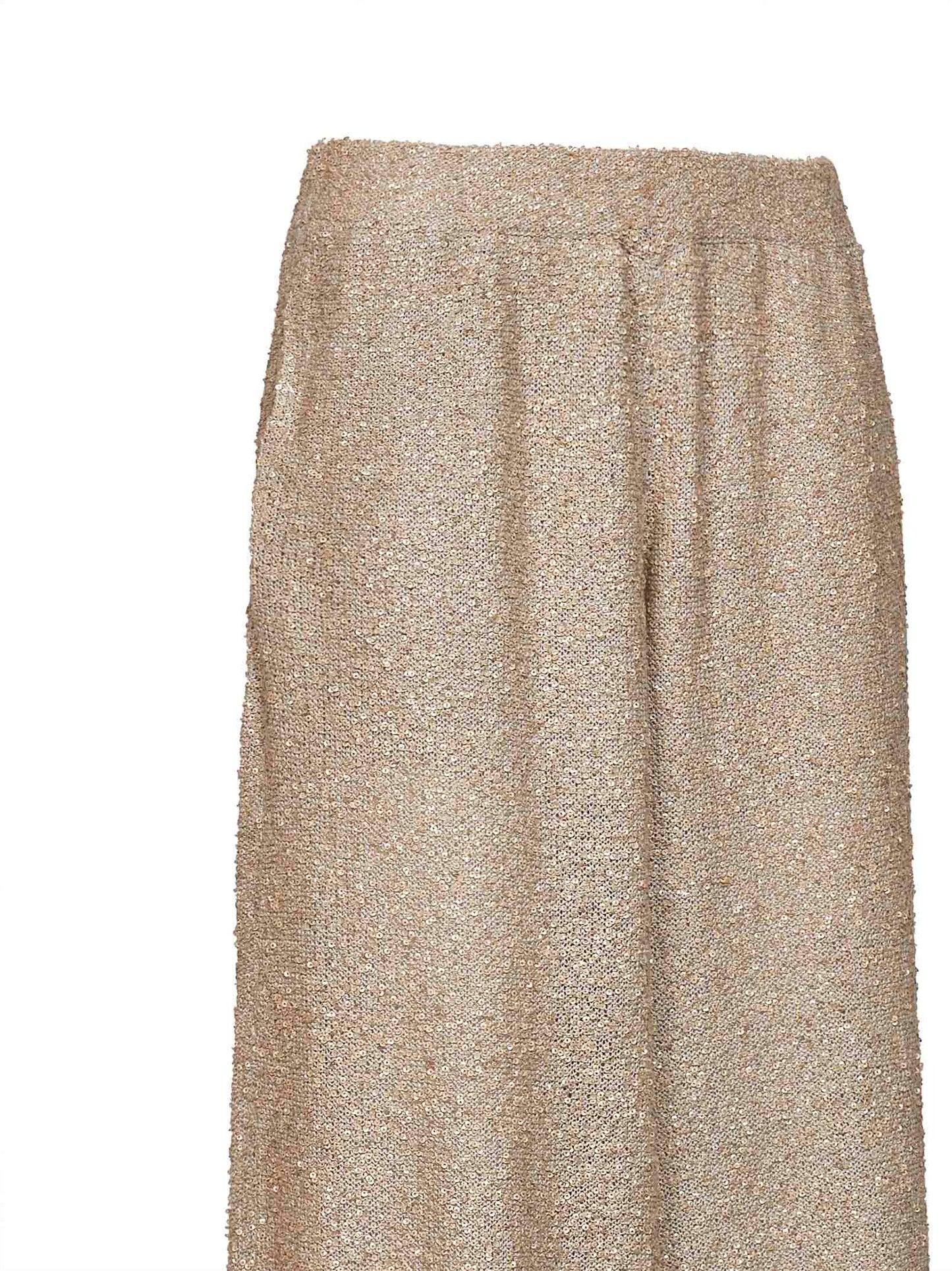 Brunello Cucinelli Women Gold Sequin Knit Dazzling Texture Culotte Trousers