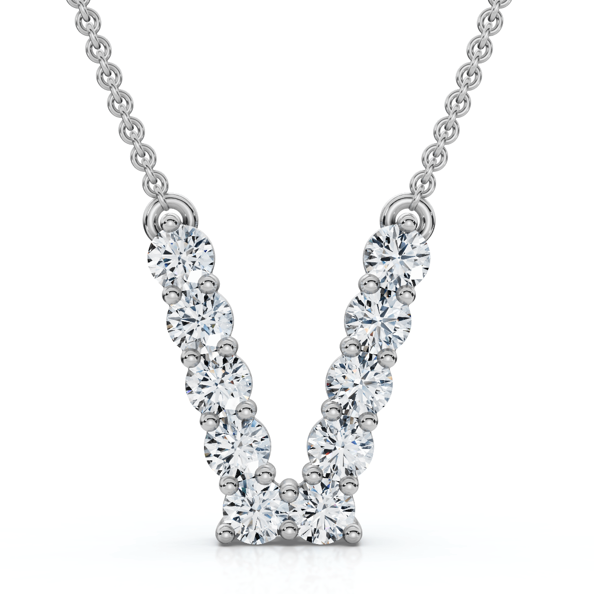 1Ct Diamond Initial "V" Pendant 14k Gold 18" Necklace Lab Grown 5/8" Tall