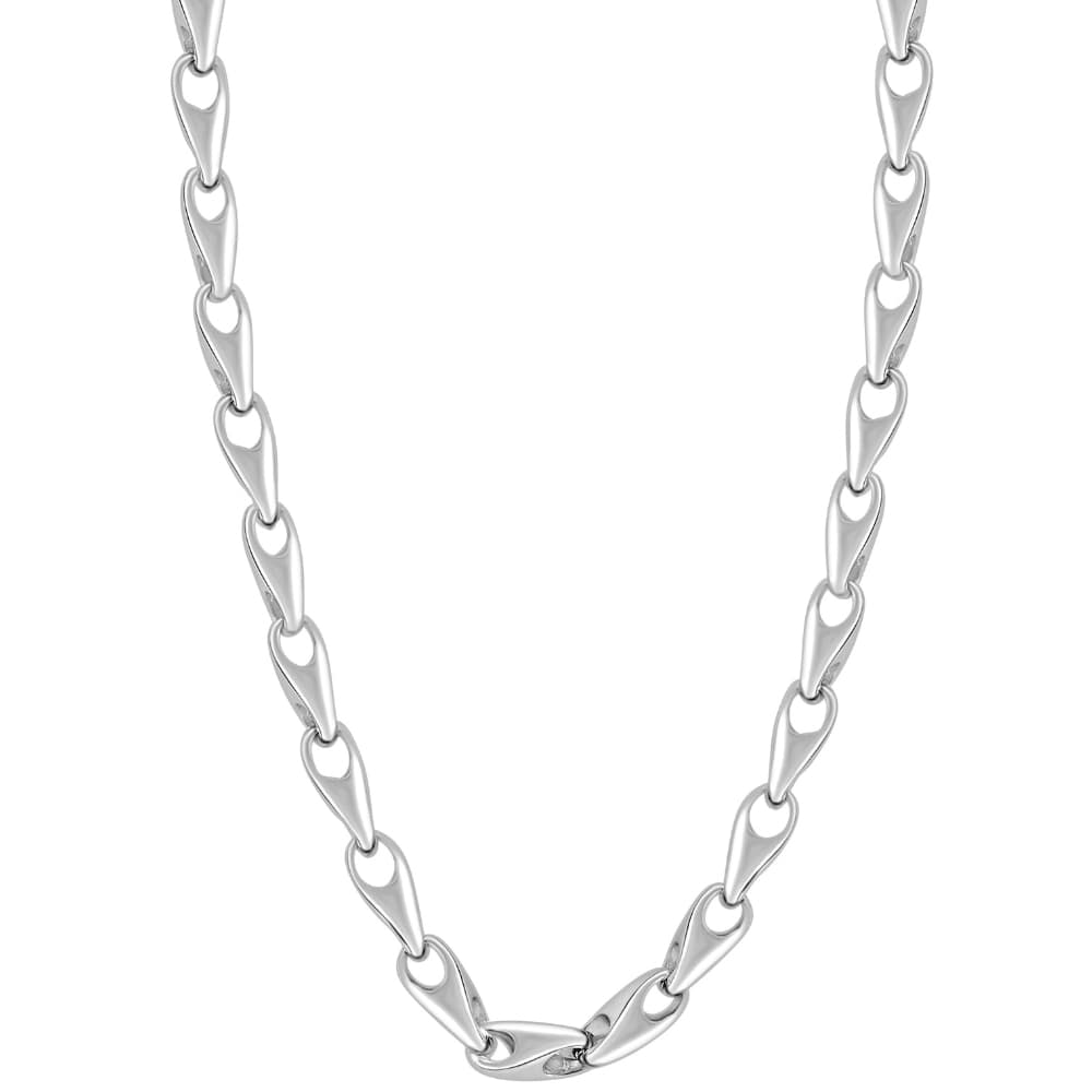 Men's Polished Steel Single Tone Clasp 6mm Flexible Link 26" Chain