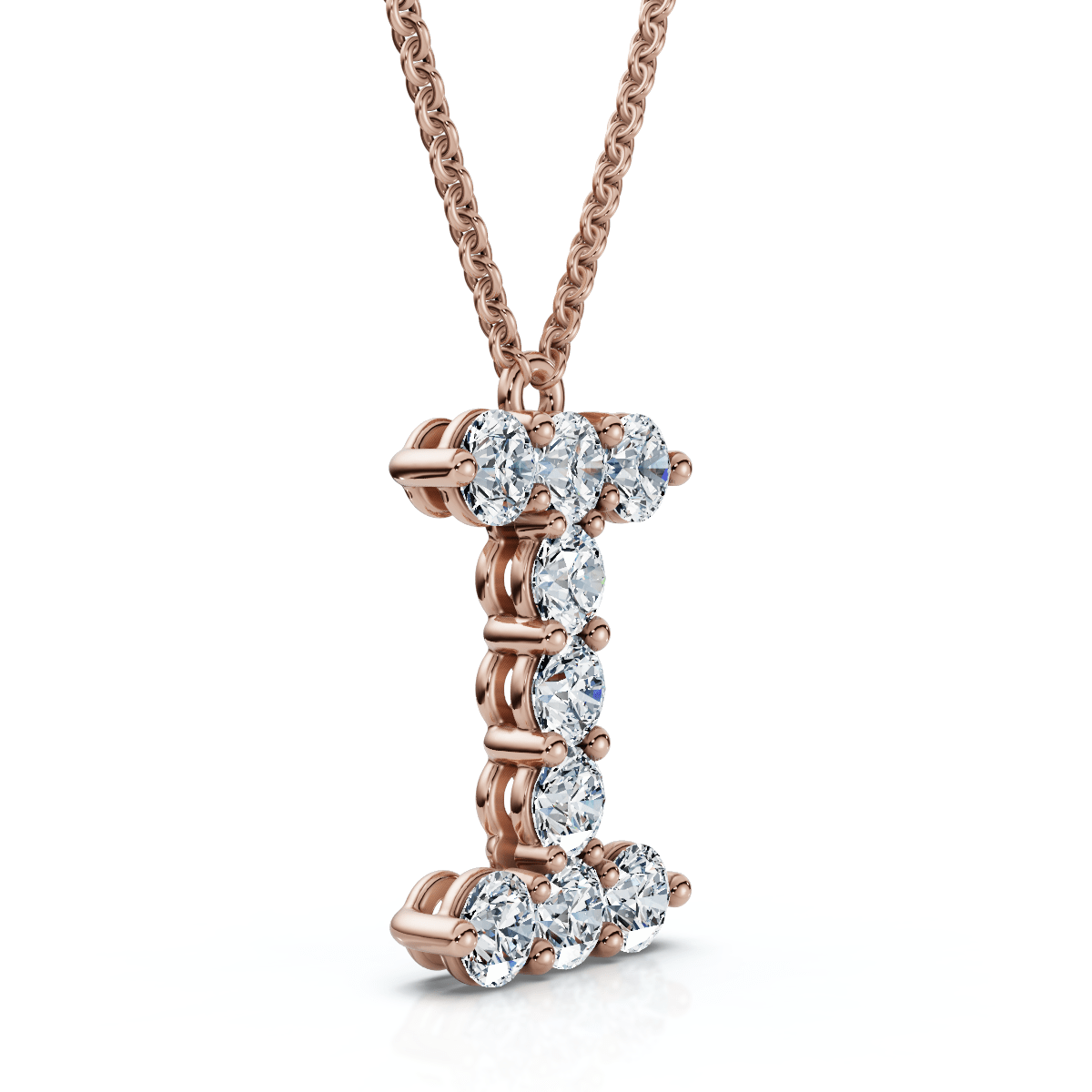 1Ct Diamond Initial "I" Pendant 14k Gold 18" Necklace Lab Grown 5/8" Tall