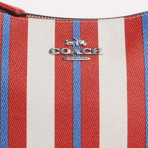 NWT Coach Teri Shoulder Bag In Coated Canvas & Leather In Red/Multi