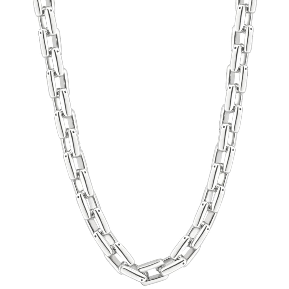 Men's Polished Steel Single Tone Clasp 9.5mm Flexible Link 24" Chain
