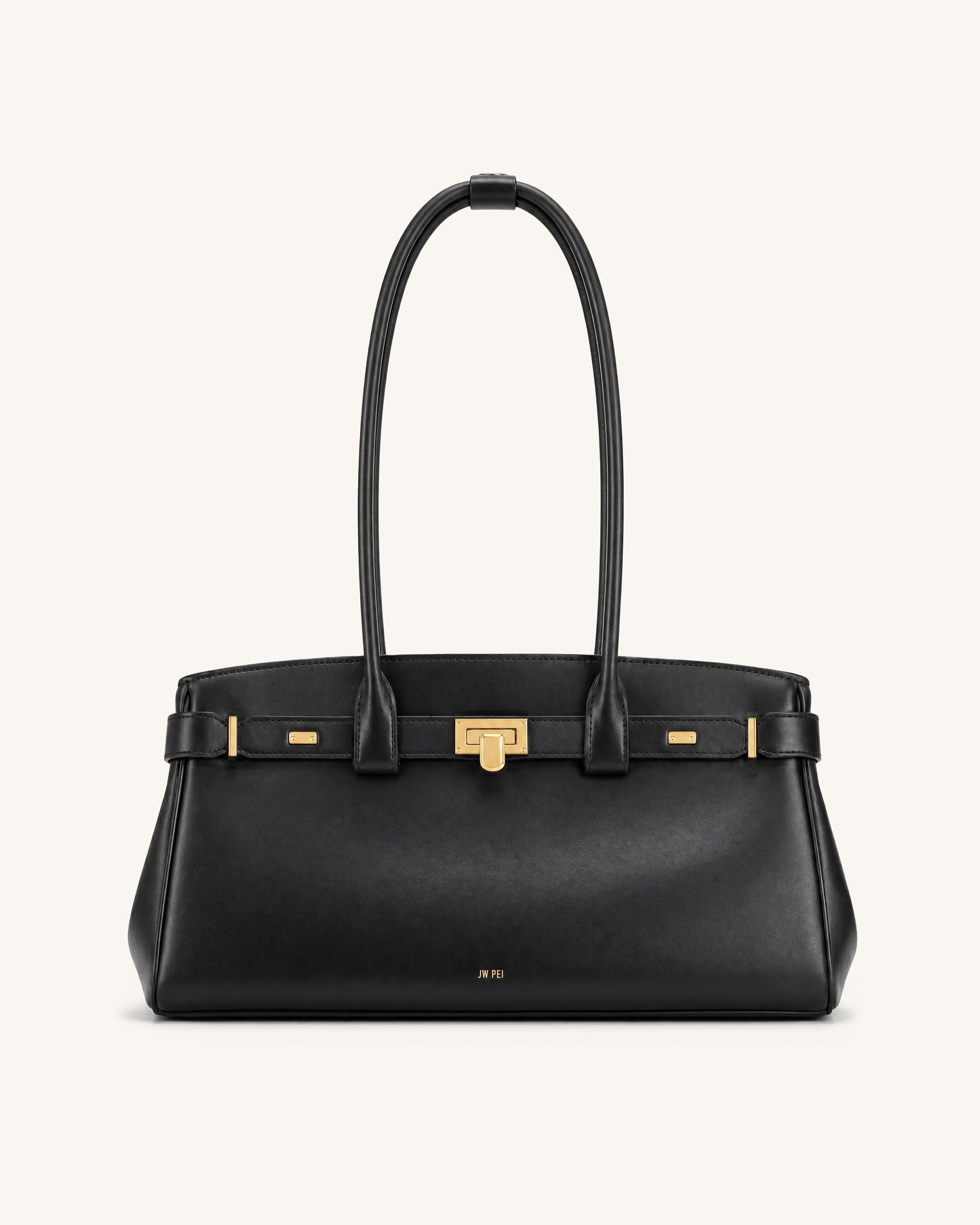 Ziva East-West Long Handle Tote Bag - Black