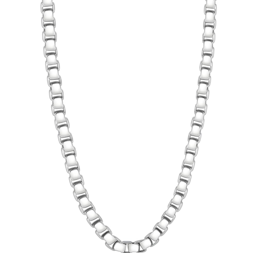 Men's Polished Steel Clasp 7.5mm Tight Cubic Link 24" Chain