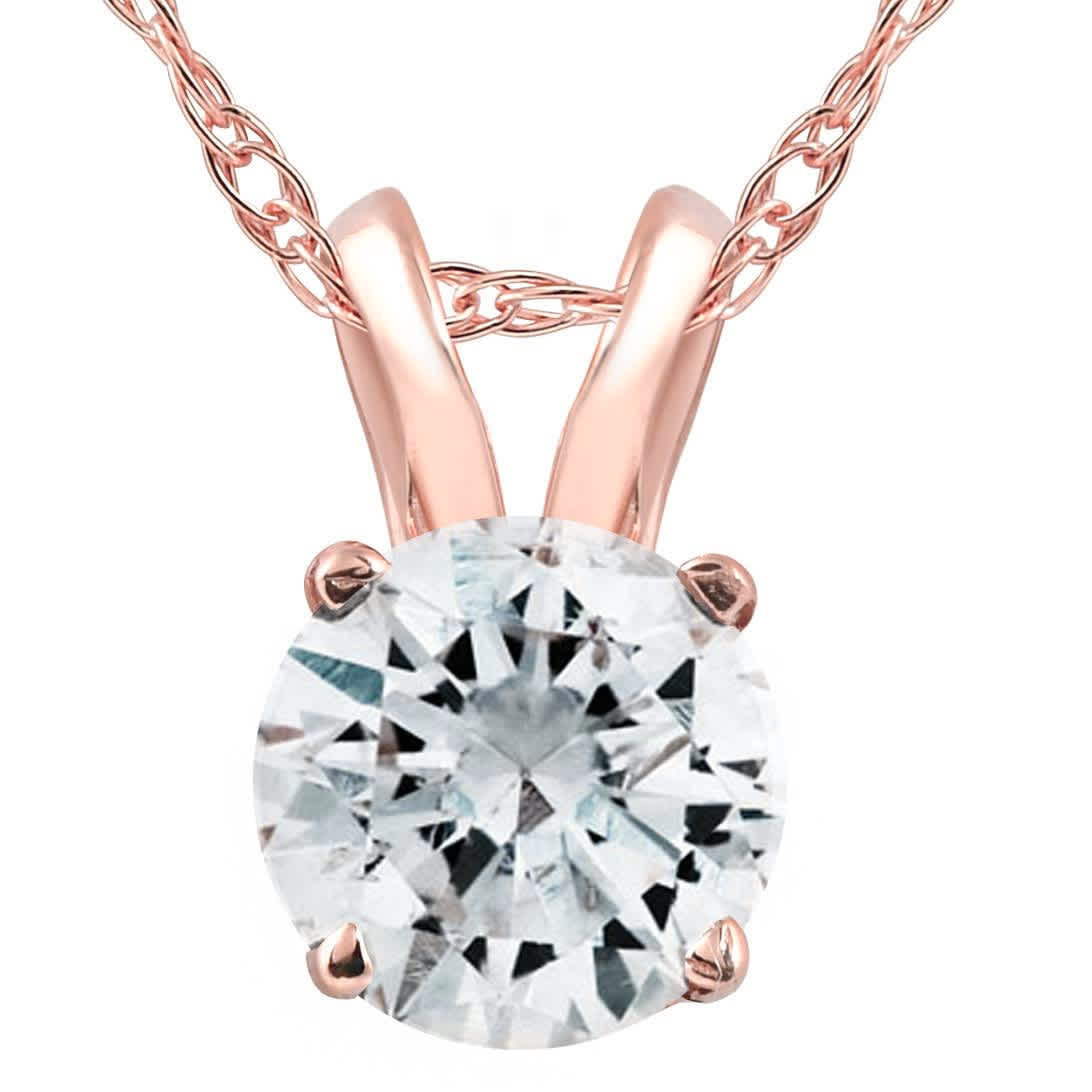 1/2ct Rose Gold Round Diamond Solitaire Pendant 14K