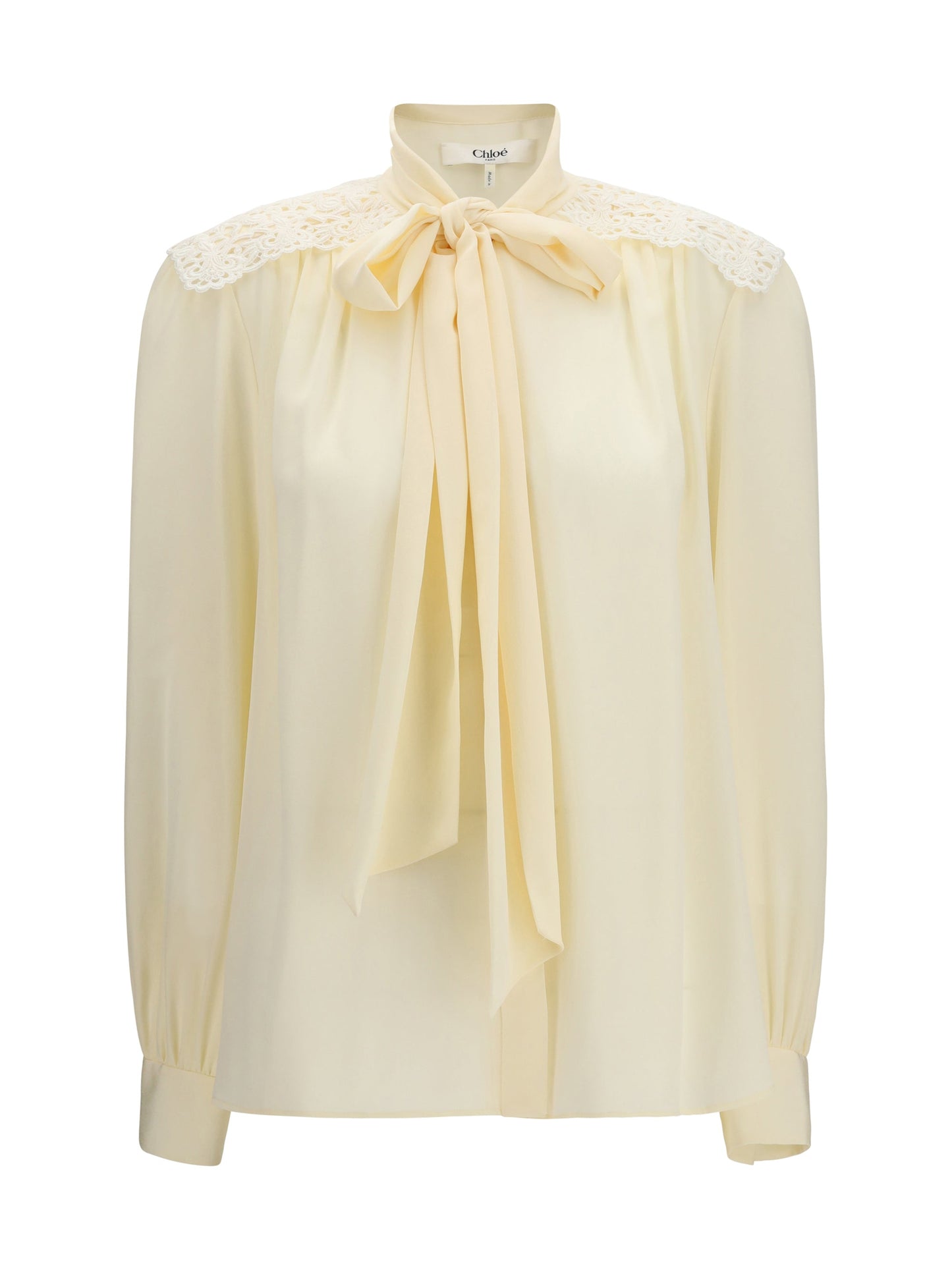 Chloé Women Bow Blouse With Embroidered Shoulders