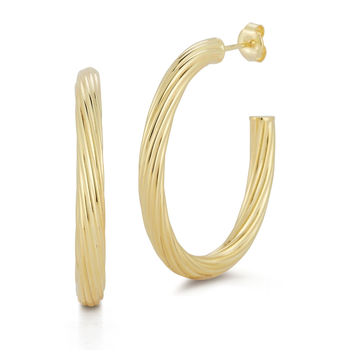 Sterling Silver Oval Twist Hoops